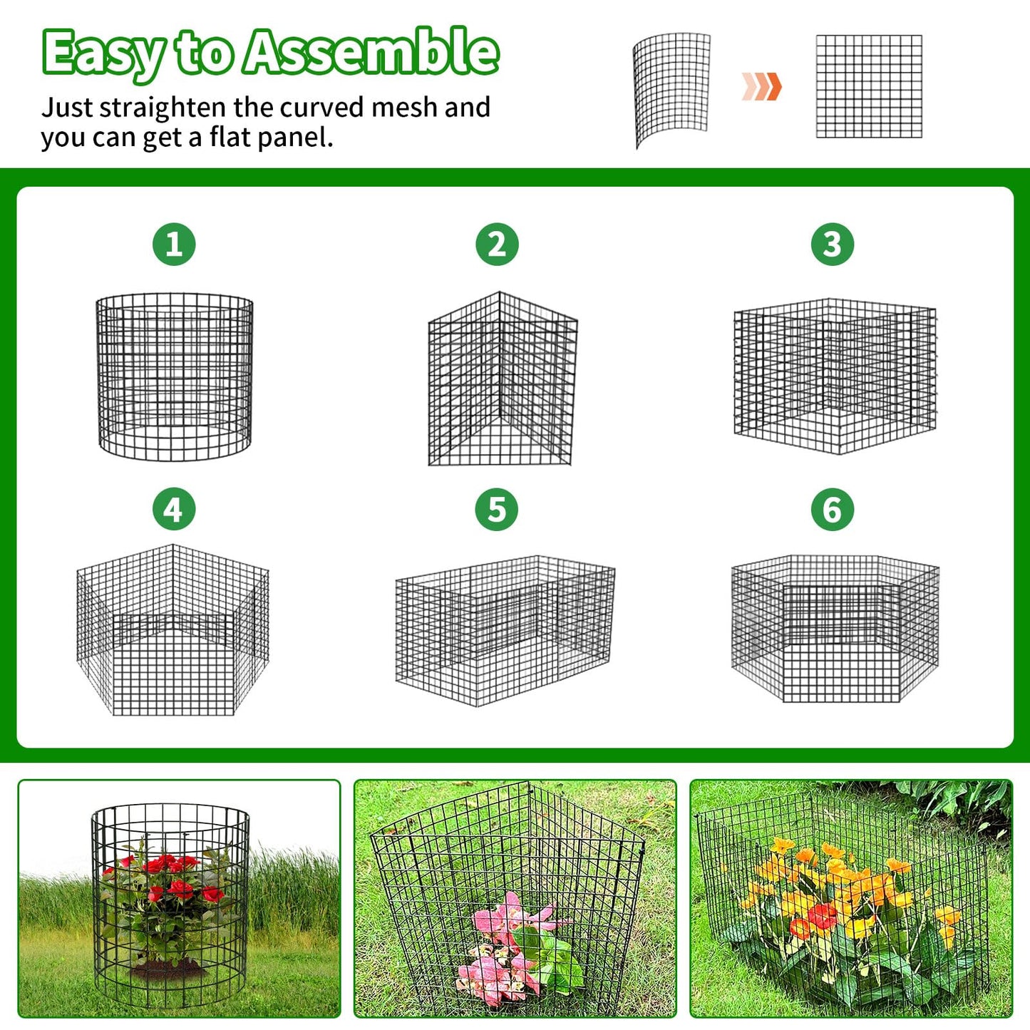 PASARA 10 Pack Plant Protectors from Animals, 13 Inch Round Cloche Plant Cages with Sturdy Chicken Wire Mesh, Garden Cages to Keep Animals Out for Vegetables & Flowers, Includes Support Stakes