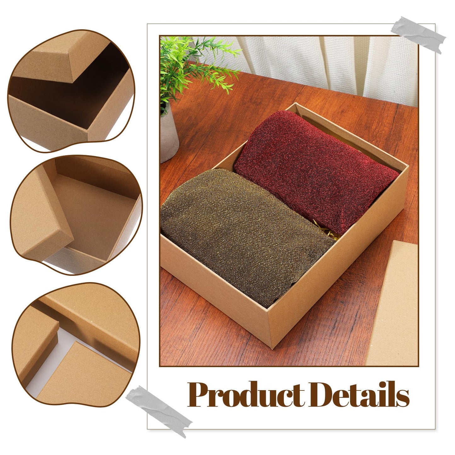 Douaowoc 6 Pcs Gift Boxes with Lids, Set of 6 Empty Wrap Boxes, Nesting Box for Gift Presents Cardboard Box for Christmas,Birthday, Anniversaries, Weddings and Any Occasion