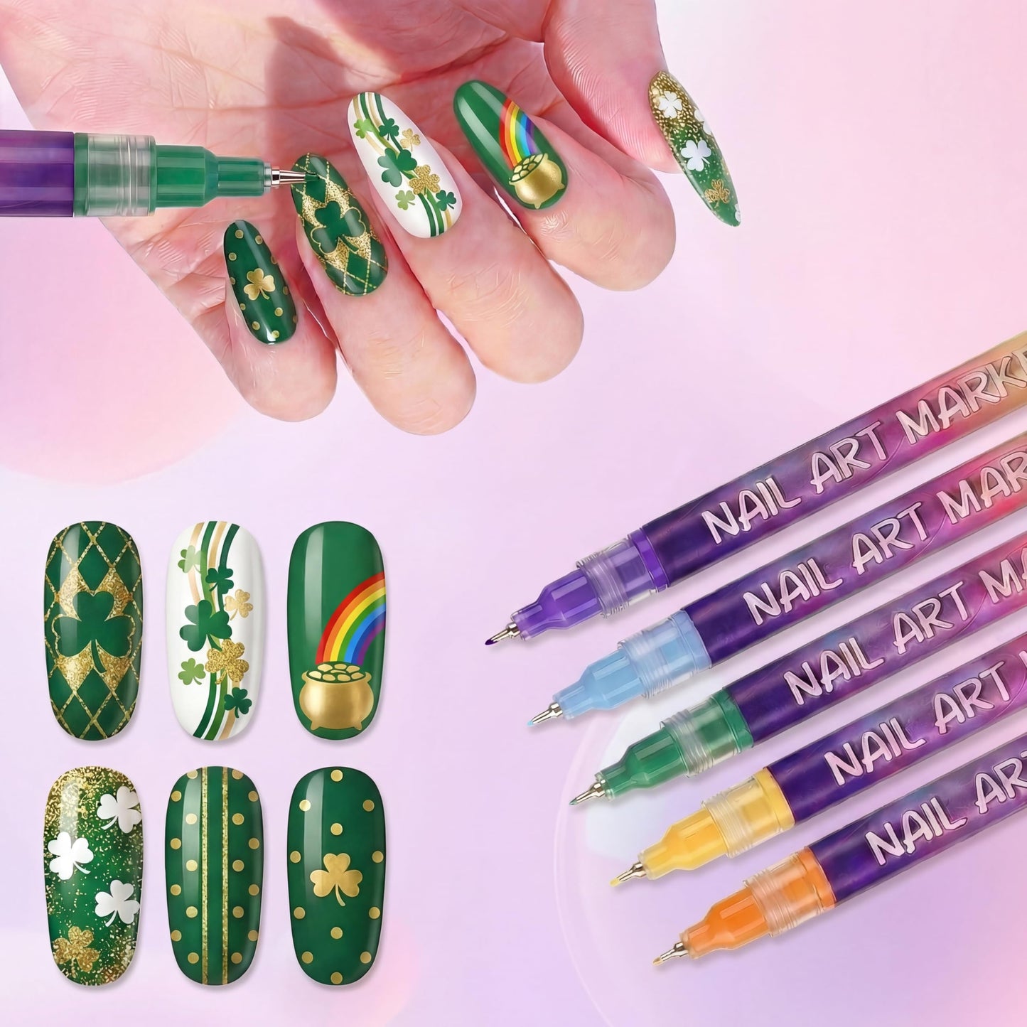 SKUPHI 12 Color Nail Art Pens, 0.5 MM Nail Polish Pens Set Drawing Painting Point Liner Painted Pen Kit, Waterproof Quick-drying for DIY Nails Art Design Manicure Tools