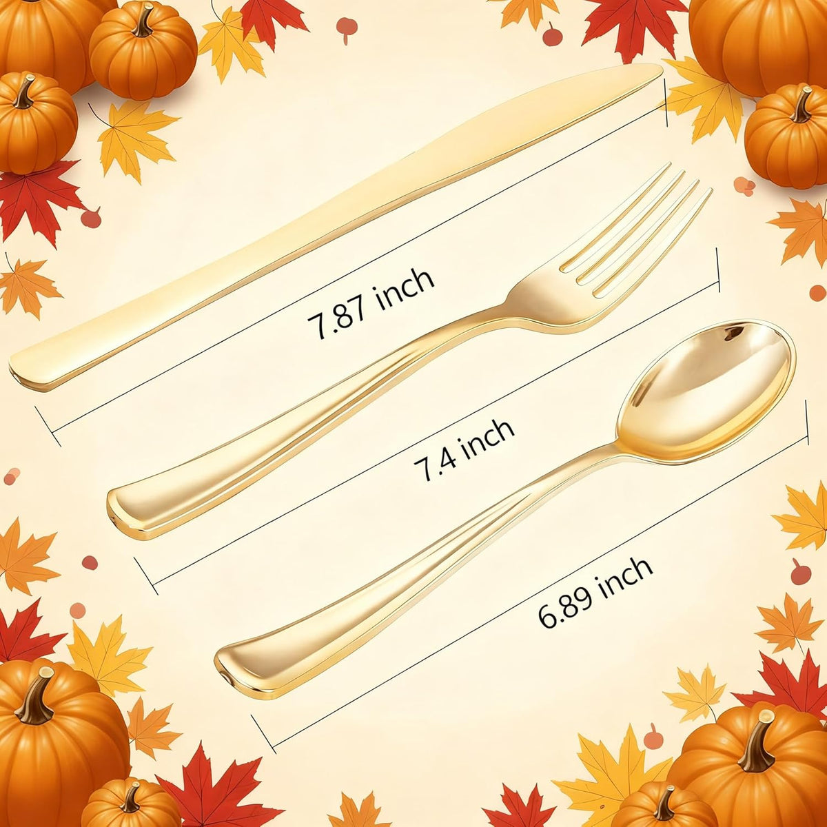 WDF 500PCS Gold Plastic Silverware Set Disposable - Gold Cutlery Set Plastic - 250Forks, 125 Spoons, 125 Knives for Thanksgiving Party, Birthday, Wedding
