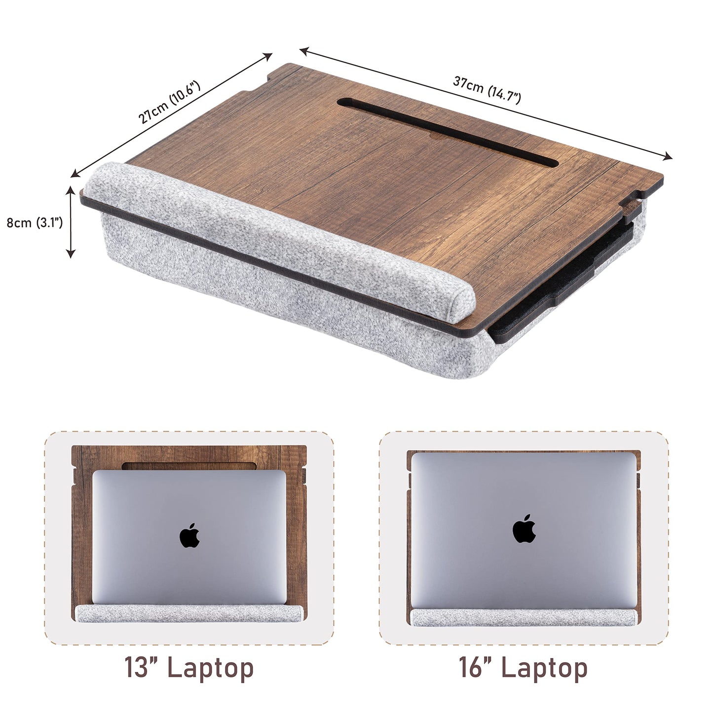 Vigo Wood Lap Desk for Laptop - Laptop Tray with Cushion, Portable Lap Desk for Lap, Adjustable Lapdesk, Couch Lap top Table for Work, Ergonomic Lap top Stand for Bed