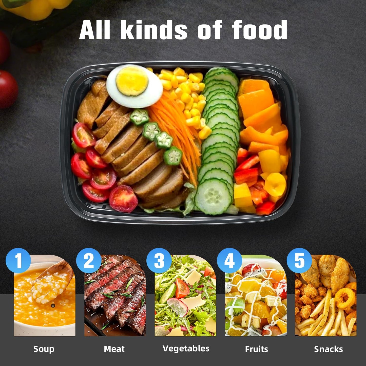 Meal mates 50 Pack (100-Piece) 28oz Meal Prep Containers, 50 Pack (100-Piece) Rectangle,BPA-Free, Food Safe & Leakproof Reusable Plastic Food Storage – Microwave Safe, Stackable Takeout Boxes