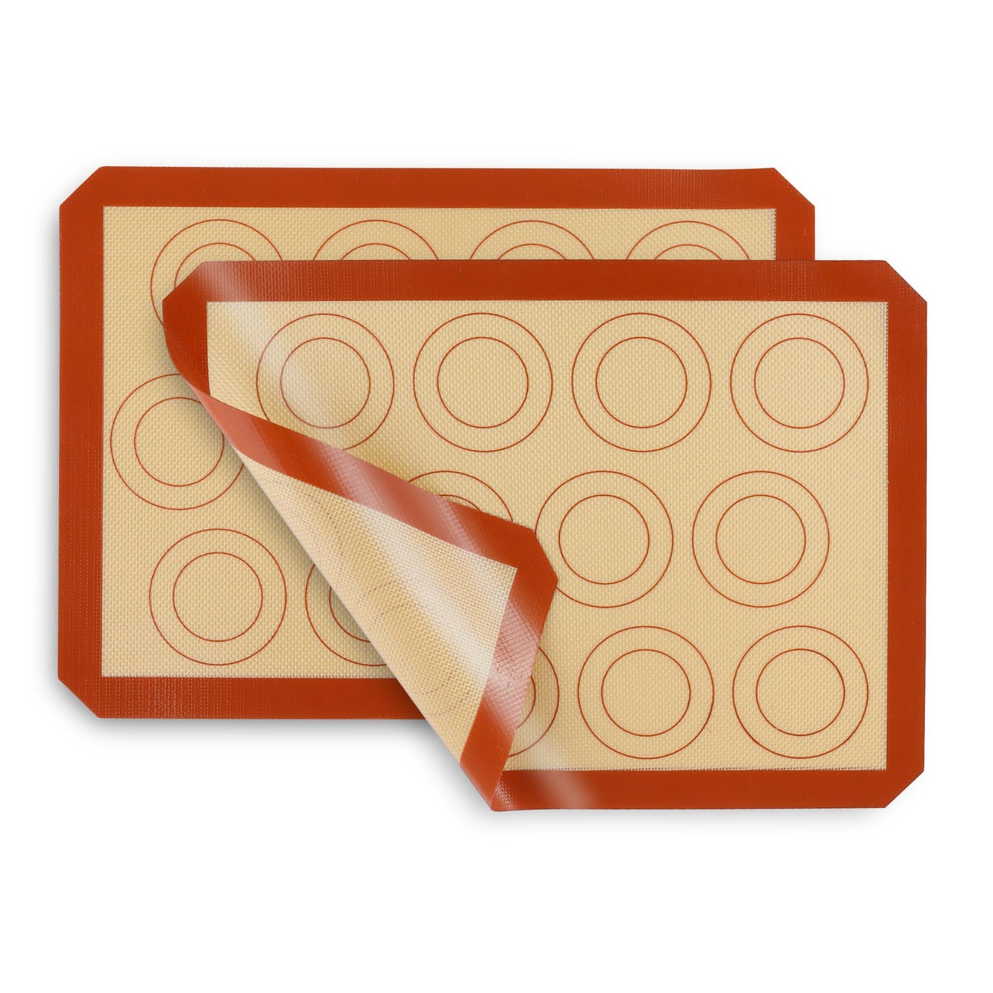 P&P CHEF 15 Inch Silicone Baking Mats, 2 Pcs Reusable Silicone Oven Mat, Non Stick Baking Supplies for Macaroon Pastry Bread Dough Cookie, Fits Well with Sheet Pan, Healthy & Easy Clean