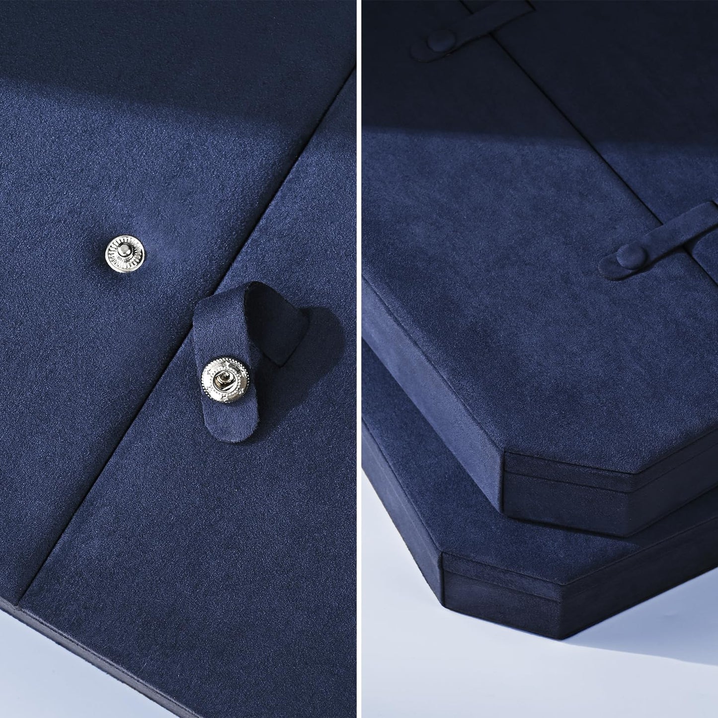 Oirlv Navy Blue Velvet Jewelry Set Storage Box, Luxury Organizer for Necklaces, Bracelets, Rings & Earrings, Elegant Gift Case