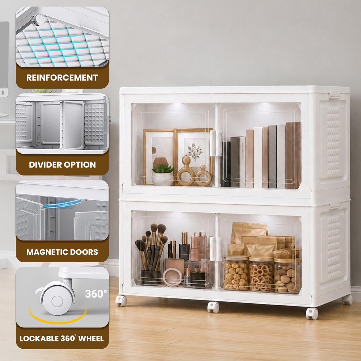376QT 94GAL 2 Pack Foldable Cabinets with Wheels (2 Count)