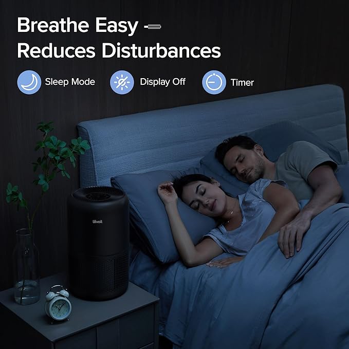 LEVOIT Air Purifier for Home Allergies Pet Hair in Bedroom, Covers Up to 1074 ft² by 56W High Torque Motor, AHAM VERIFIDE, 3-in-1 Filter with HEPA Sleep Mode, Remove Dust Smoke Odor, Core300-P, Black