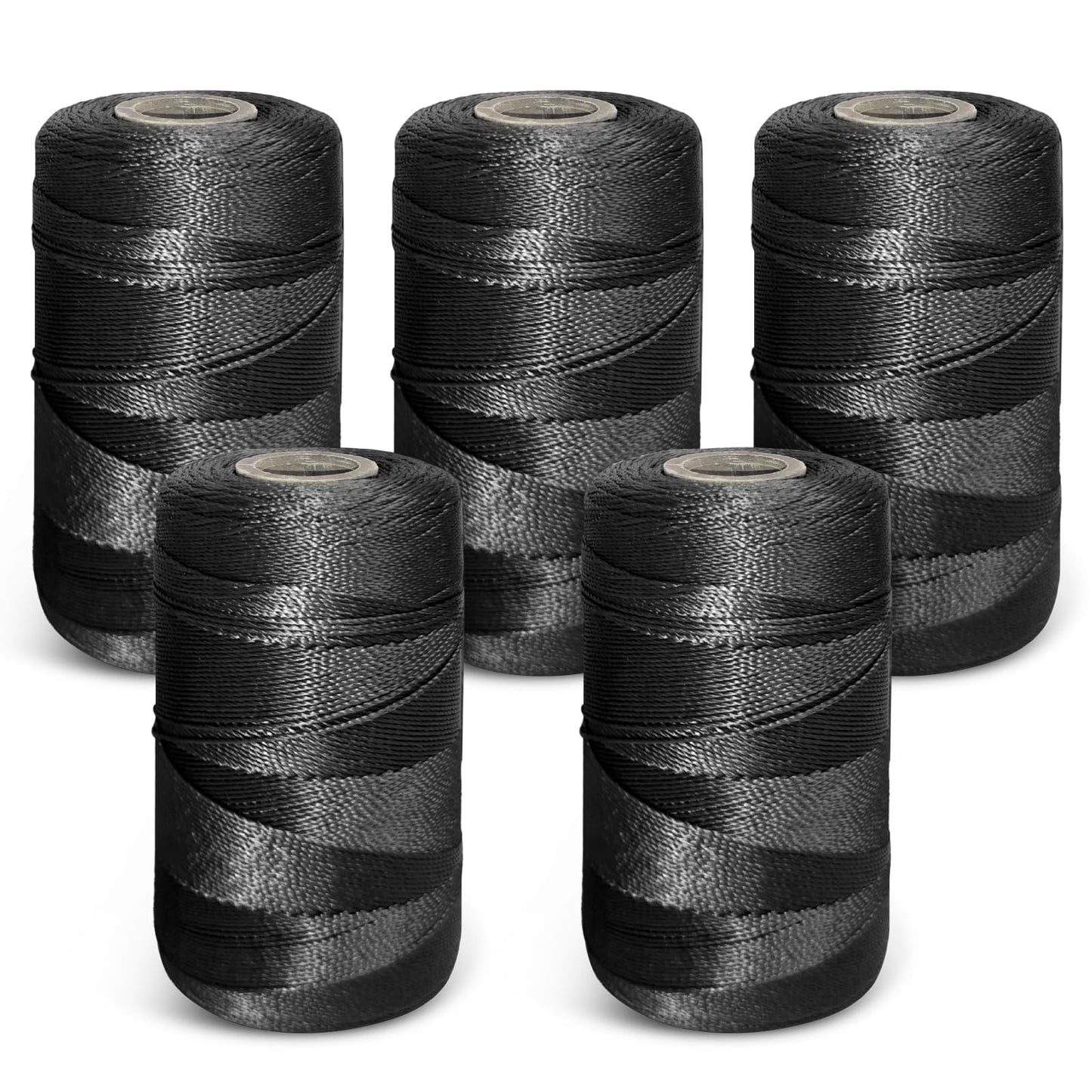 NEWSEED 5 Rolls Mason Line, 1300FT Per Roll #18 Nylon String Line, Nylon Twine for Gardening, Masonry Tools, Construction Layout, Crafting DIY Project, Fluorescent Black