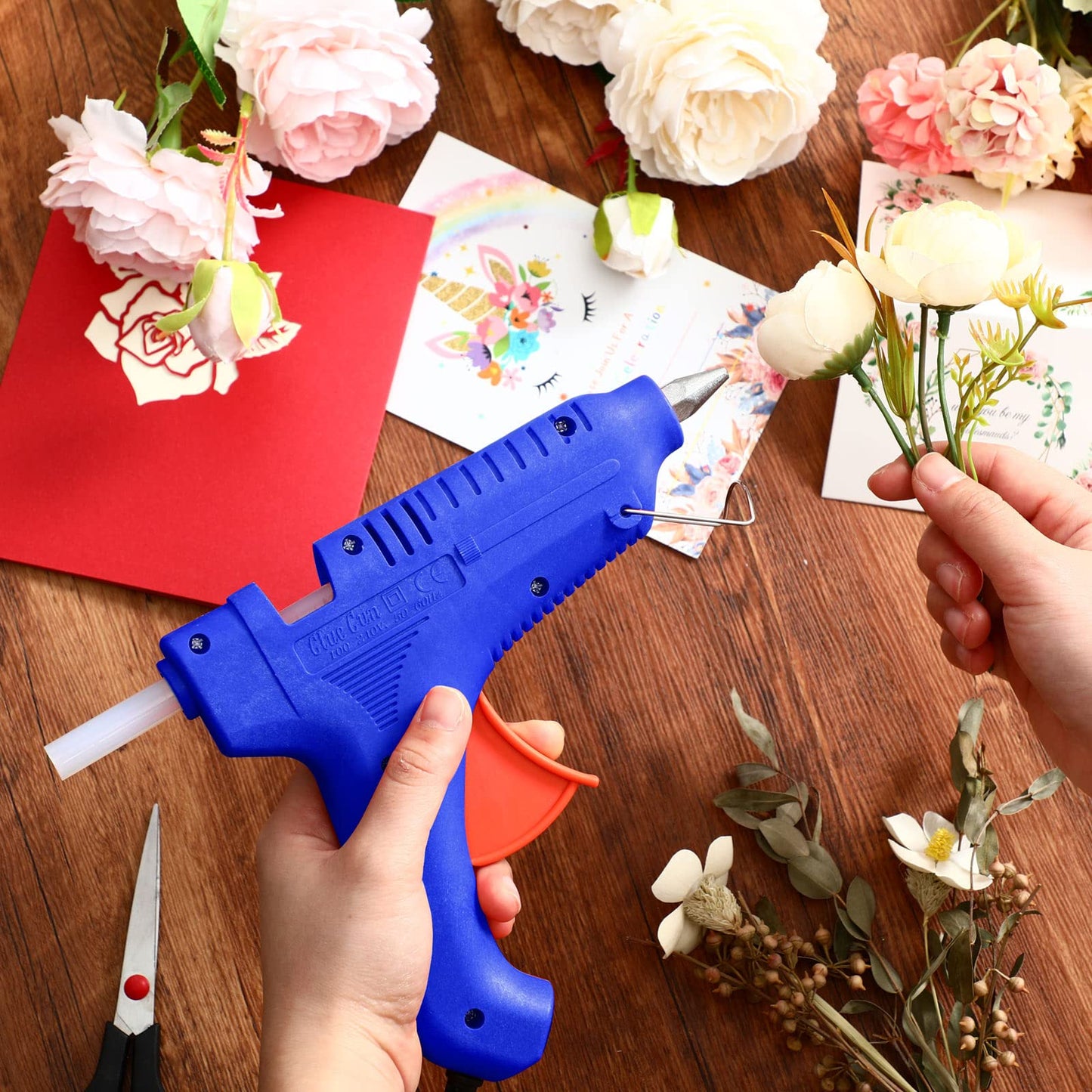 4 Pieces 100w Full Size Hot Glue Gun Heavy Duty Hot Glue Gun Kit for DIY Crafts Projects Home Repair(Blue)