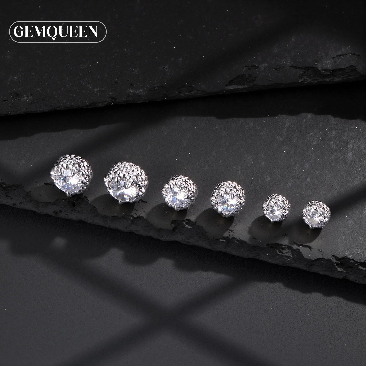 GEMQUEEN Magnetic Earrings for Men Women - 5A Shiny CZ Dragon Claw Punk Hypoallergenic Stainless Steel Non Piercing Clip on Fake Earrings Studs Silver 5MM Not Easy to Fall