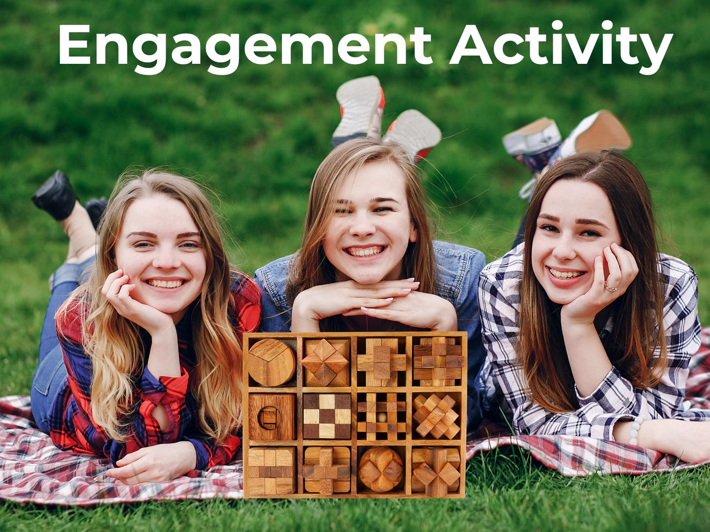 BSIRI Wooden Puzzle Box Set (12 Games) - Challenging Brain Teasers and 3D Puzzles for Adults, Interlocking Games Ideal for Patio Decor and Unique Gift for Chistmas