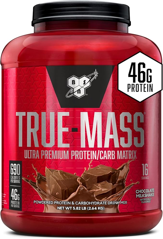 BSN TRUE-MASS Weight Gainer, Muscle Mass Gainer Protein Powder, Chocolate Milkshake, 5.82 Pound