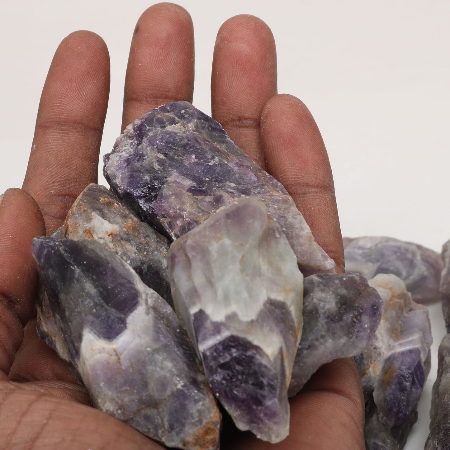 REAL-GEMS Natural Raw Healing Crystals Rough Stones for Tumbling, Cabbing, Polishing, Wire Wrapping, Wicca & Reiki Crystal Healing, Mix Gemstones,7 Chakra (Violate Amethyst)