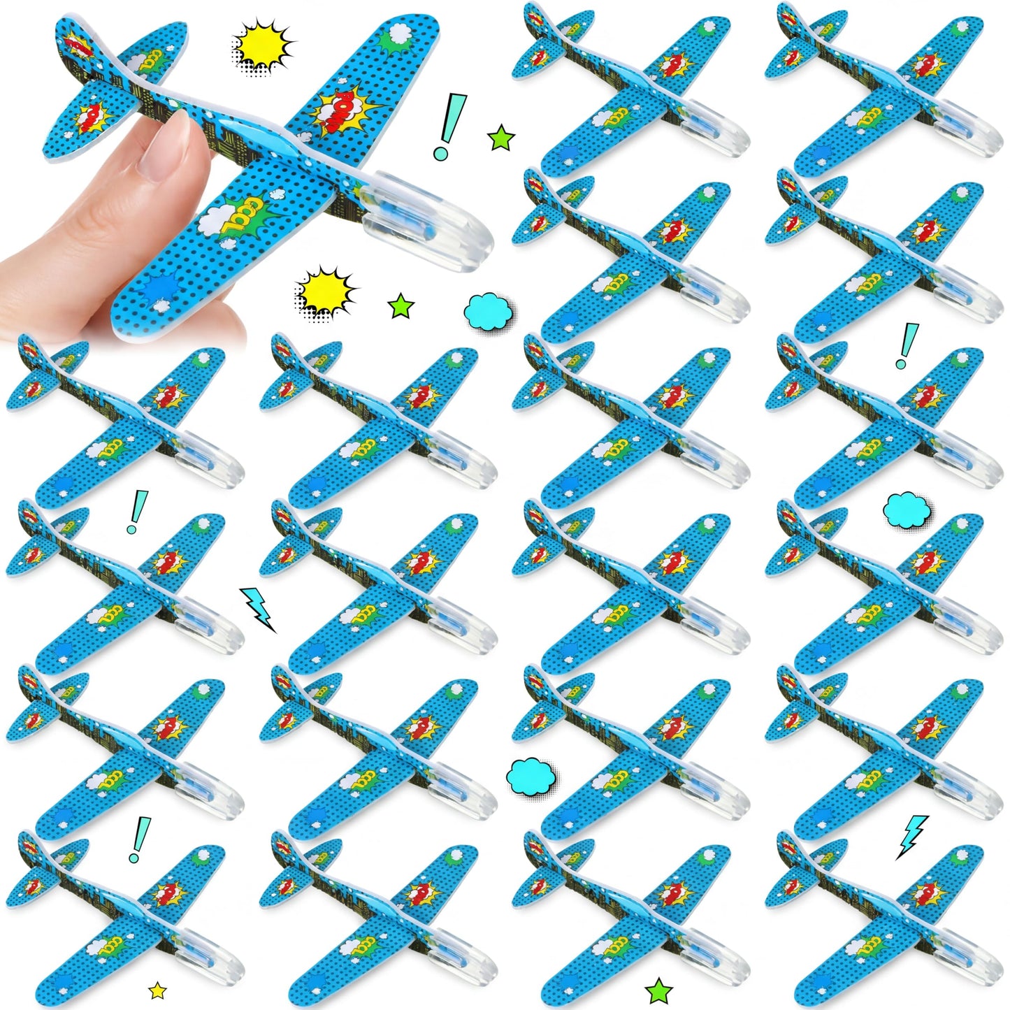 Skylety 50 Pcs Comics Foam Gliders Airplane Toys for Kids, Foam Paper Airplane, Comics Birthday Party Favors Goodie Bag Stuffers Outdoor Flying Toys Bulk Prizes for Kids Classroom