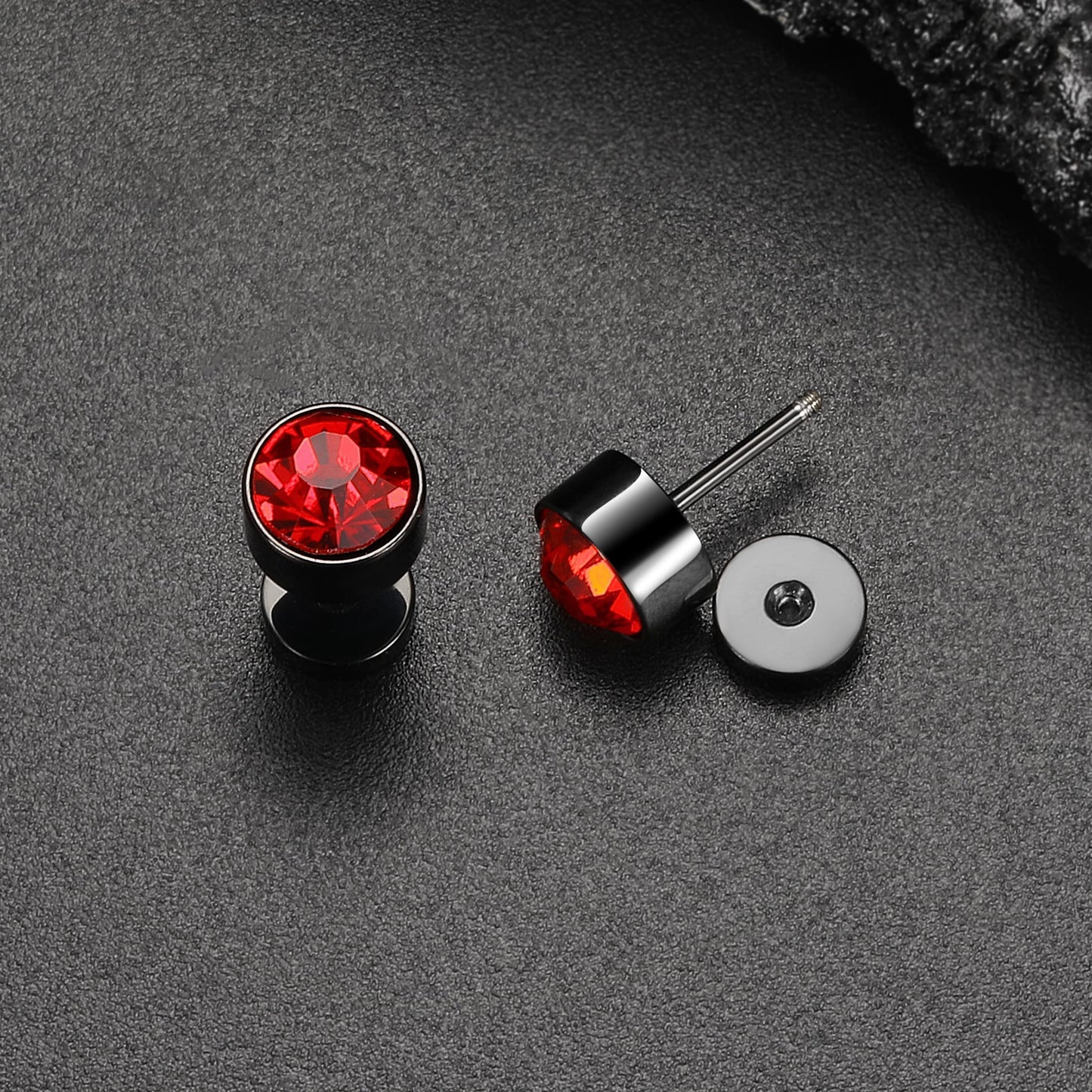 Pack of 3 Titanium Screw Back Stud Earrings for Women Men 20G Hypallergenic, Stainless Steel, Cubic Zirconia