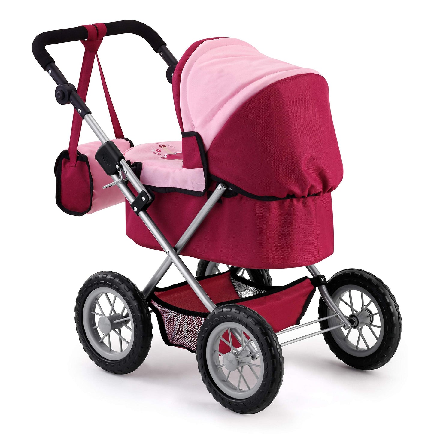 Bayer Trendy Doll Pram Stroller for Dolls up to 46 cm with Adjustable Handle and Storage Basket