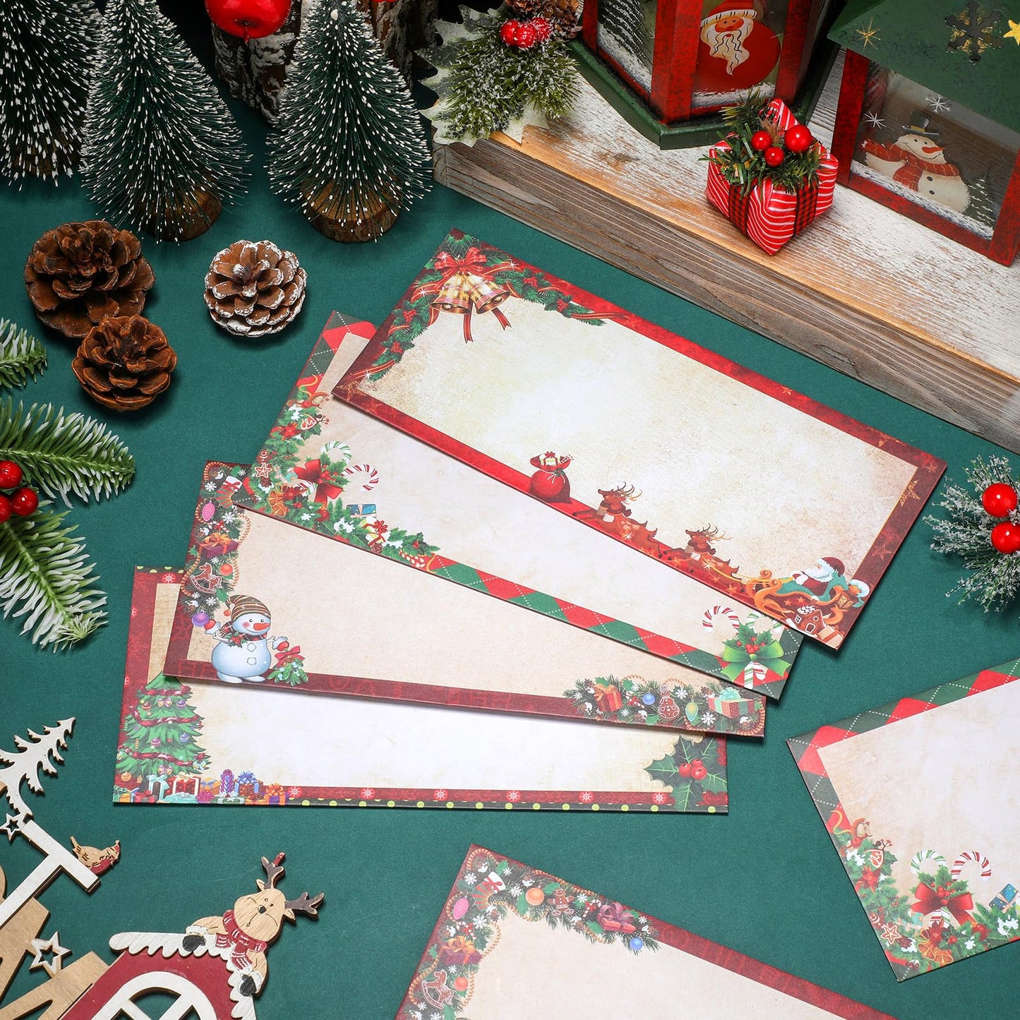 Zhanmai 60 Christmas Envelopes #10 Holiday Xmas Self Adhesive Envelopes for Mailing, Office, Business, Wedding, Birthday, Party, Gift Supplies, 4.13 x 9.53 Inch