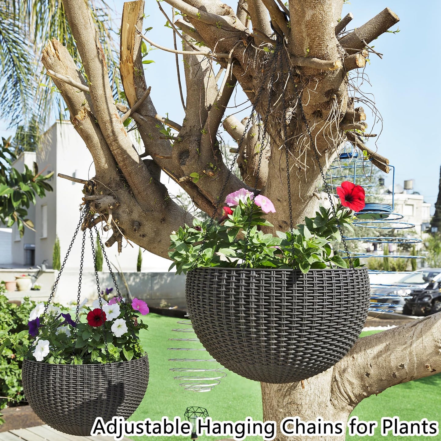 garini 4 Pack,24.5 Inch Hanging Baskets Chain,Black Hanging Chain with 4 Hooks Flower Pot Chain Replacement Plant Hangers for Bird Feeders,Planters Wind Chimes and Decorative