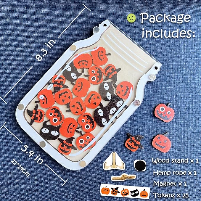 Magnetic Reward Jar for Kids, Classroom Reward System, Star Reward Jar, Incentive Good Behavior Responsibility Chart, Potty Training Rewards, Behavior jar for Boys Girls (Halloween)
