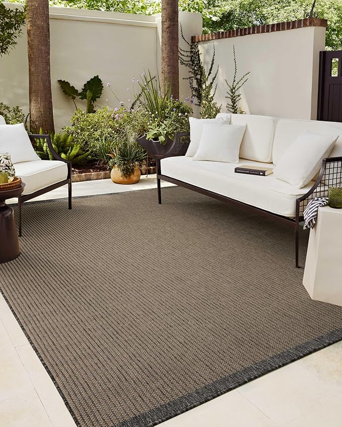 Loloi Chris Loves Julia Providence Collection PRC-03 Wheat/Charcoal 8'-6" x 12', .12" Pile Height, Indoor/Outdoor Area Rug