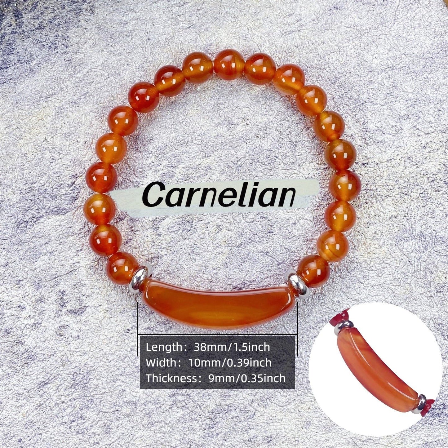 EDEN'S CALL 8mm Healing Crystal Beads Stretch Bracelet Handmade Good Luck Energy Chakra Stone Beaded Bangle, Carnelian