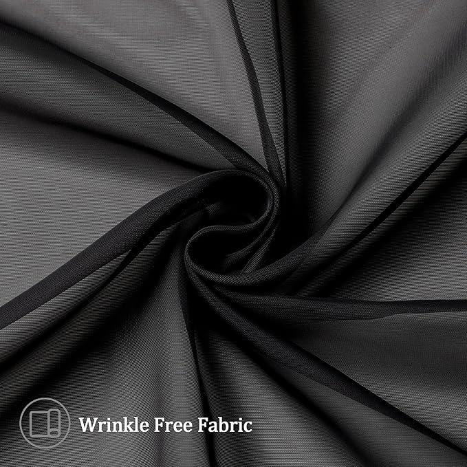 Aiyufeng Long Sheer Black Curtains for Living Room 108 inch Length 2 Panels Set, Semitransparent Balance Privacy & Light Vertical Farmhouse Sheer Drapes for Bedroom, W40 x L108
