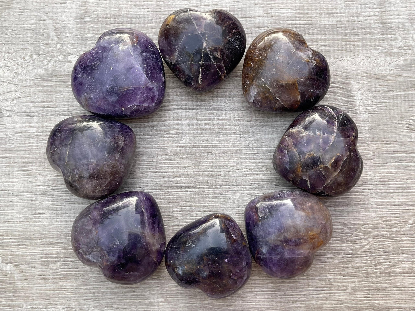 Amethyst Gemstone Hearts, Polished Amethyst Puffy Hearts, Amethyst Crystal Palm Stone, Amethyst Healing Crystal Hearts (1 Heart)