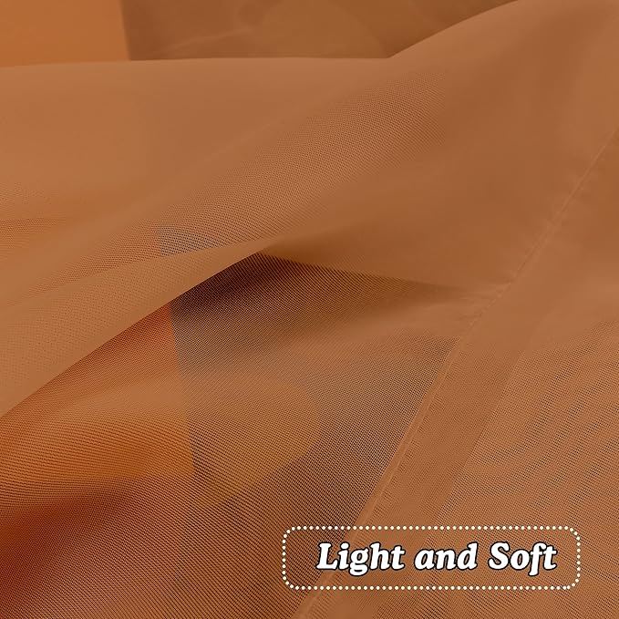 OVZME 2 Panels Solid Color Orange Sheer Curtains 96 Inches Long, Elegant Window Voile Panels/Draperies/Treatment for Living Room & Sliding Glass Door, 2 Panels = 84" W, Each 42" Wx96 L