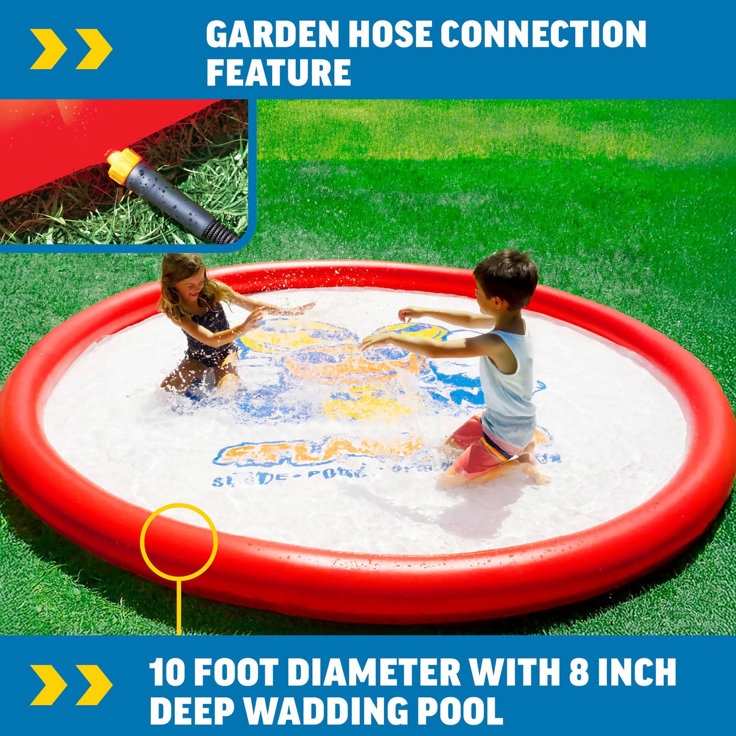 WOW Sports Giant Splash Pad, Durable wading pool with Built in Sprinklers