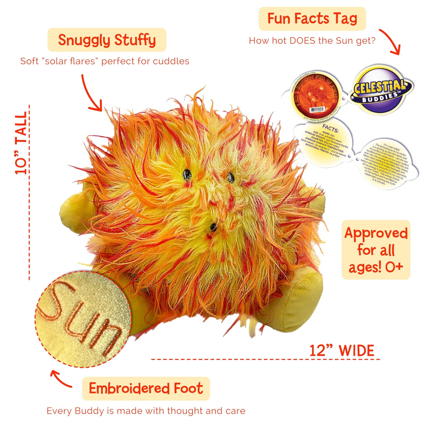 Celestial Buddies Earth Moon Sun Plush Bundle – Soft Educational Solar System Toys for Toddlers Preschool Kids – Space Science STEM Learning, Educational Gift, Astronomy Classroom & Homeschool 0+