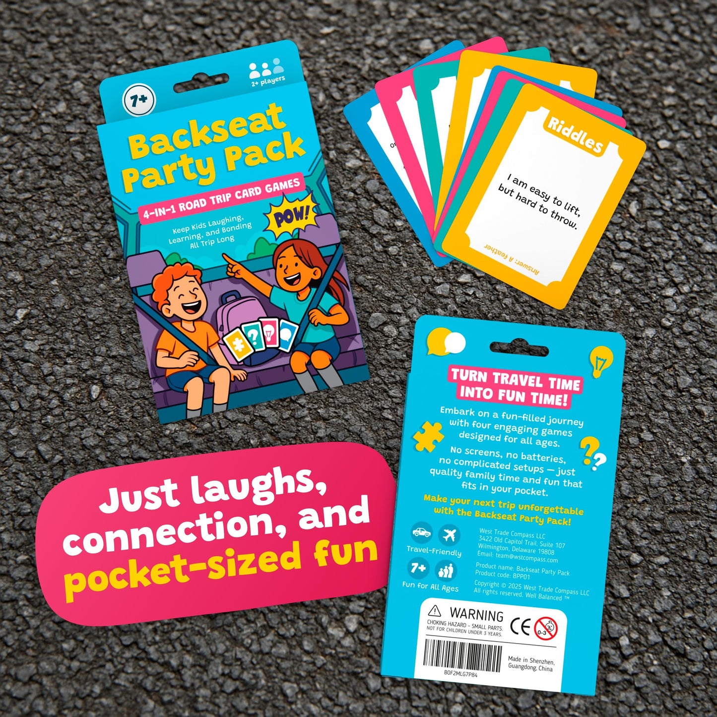 WELL BALANCED Road Trip Games for Kids Travel Essentials, Trivia, Riddles, Car Activities Must Haves for Ages 7+