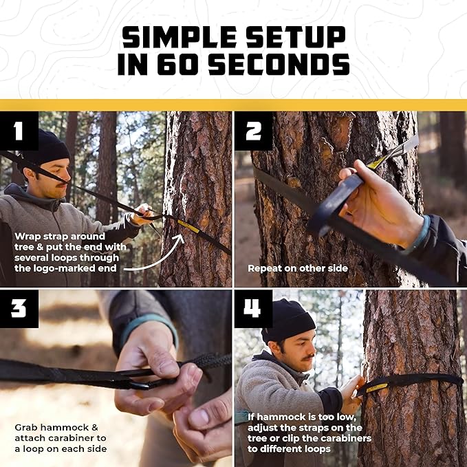 Wise Owl Outfitters Camping Hammock – 500lbs Portable Hammock with Tree Straps - Travel, Backpacking, Hiking, Outdoors Camping Gear - Single or Double