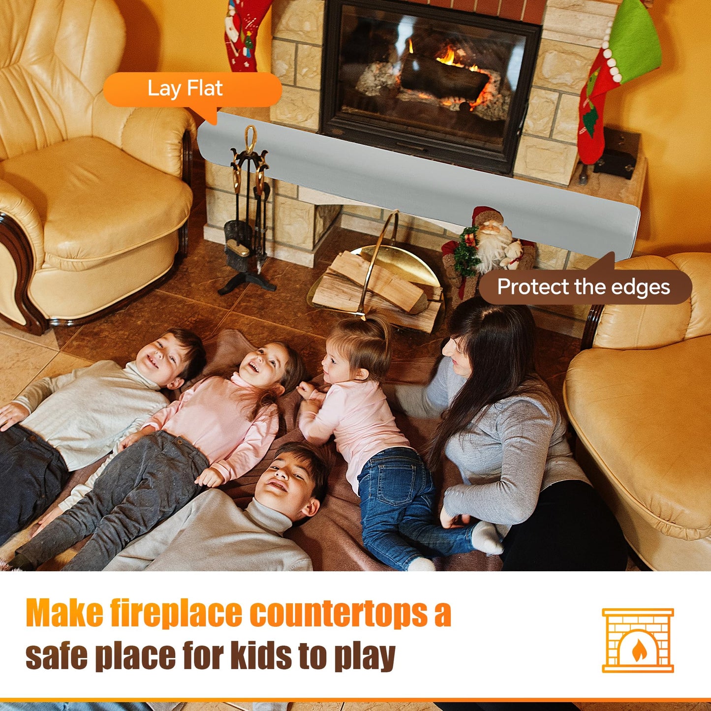 BALAPET Thick Memory Foam Fireplace Baby Proofing, 72x14 in Soft Fireplace Cover Hearth Cushion Baby Proof, Velvet Protectors for Children Proofing, Edge Protector(Gray,14x72in)