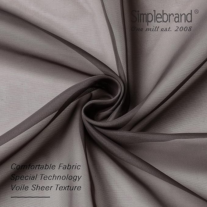 Simplebrand Chocolate Short Sheer Kitchen Curtains 36 Inch Length Tier Rod Pocket Cafe Drapes Half Window for Bathroom Small Windows 42 x 36 Inch, 2 Panels