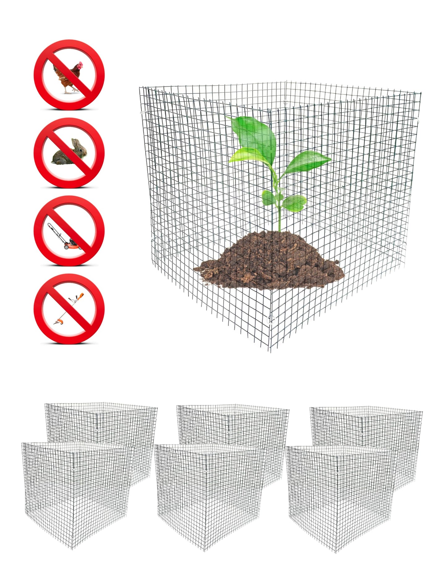 6 New Small Wire Plant Protectors, 12" Square, 12" high (Vinyl Coated Rust Resistant Wire)