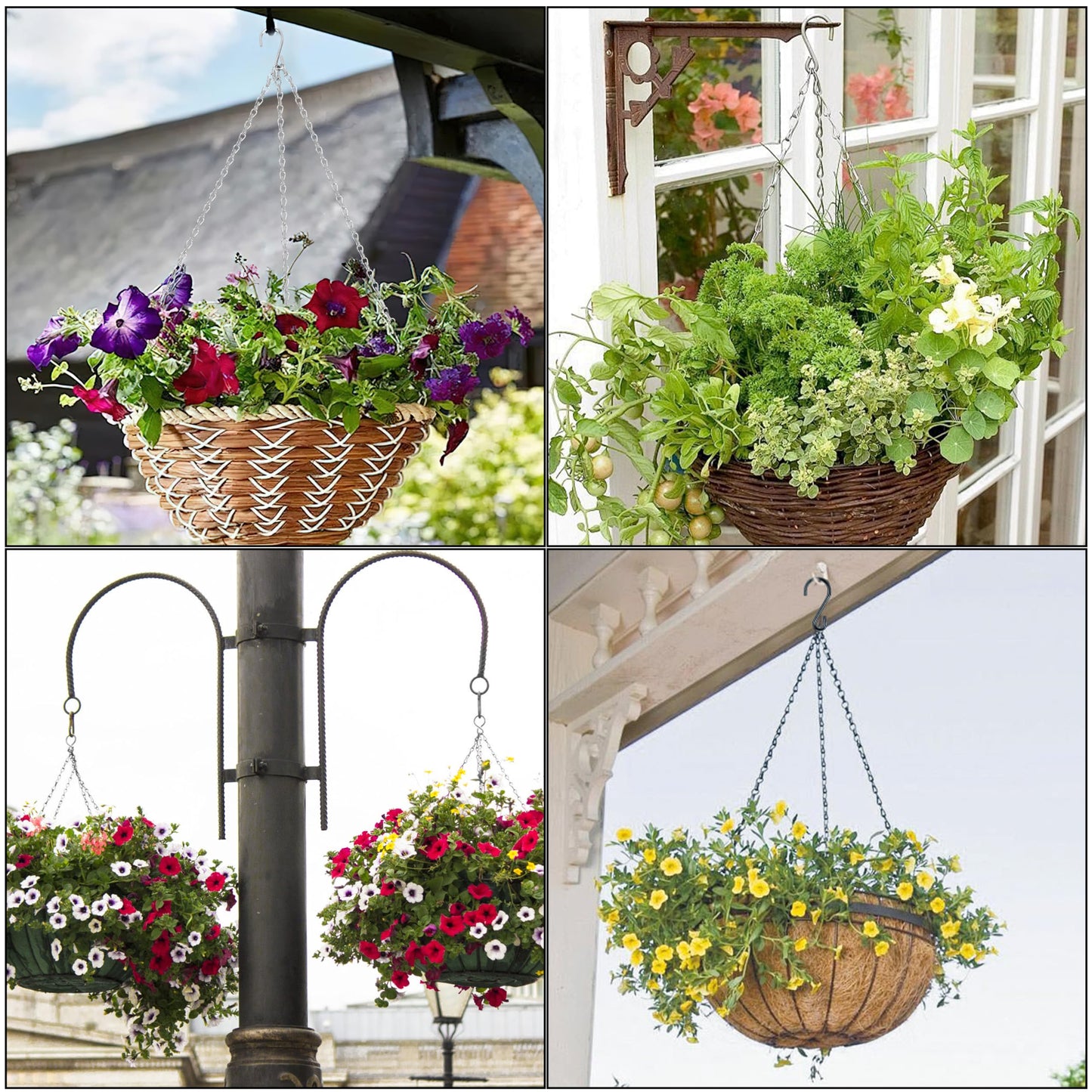 Hanging Basket Chain, 3 Pack 16 Inch Chain for Hanging Plants, Silver Plant Chains for Hanging Baskets, 3 Leads Hanging Chain with Hooks for Flower Pots Basket Bird Feeders Sign Wind Chime Billboards