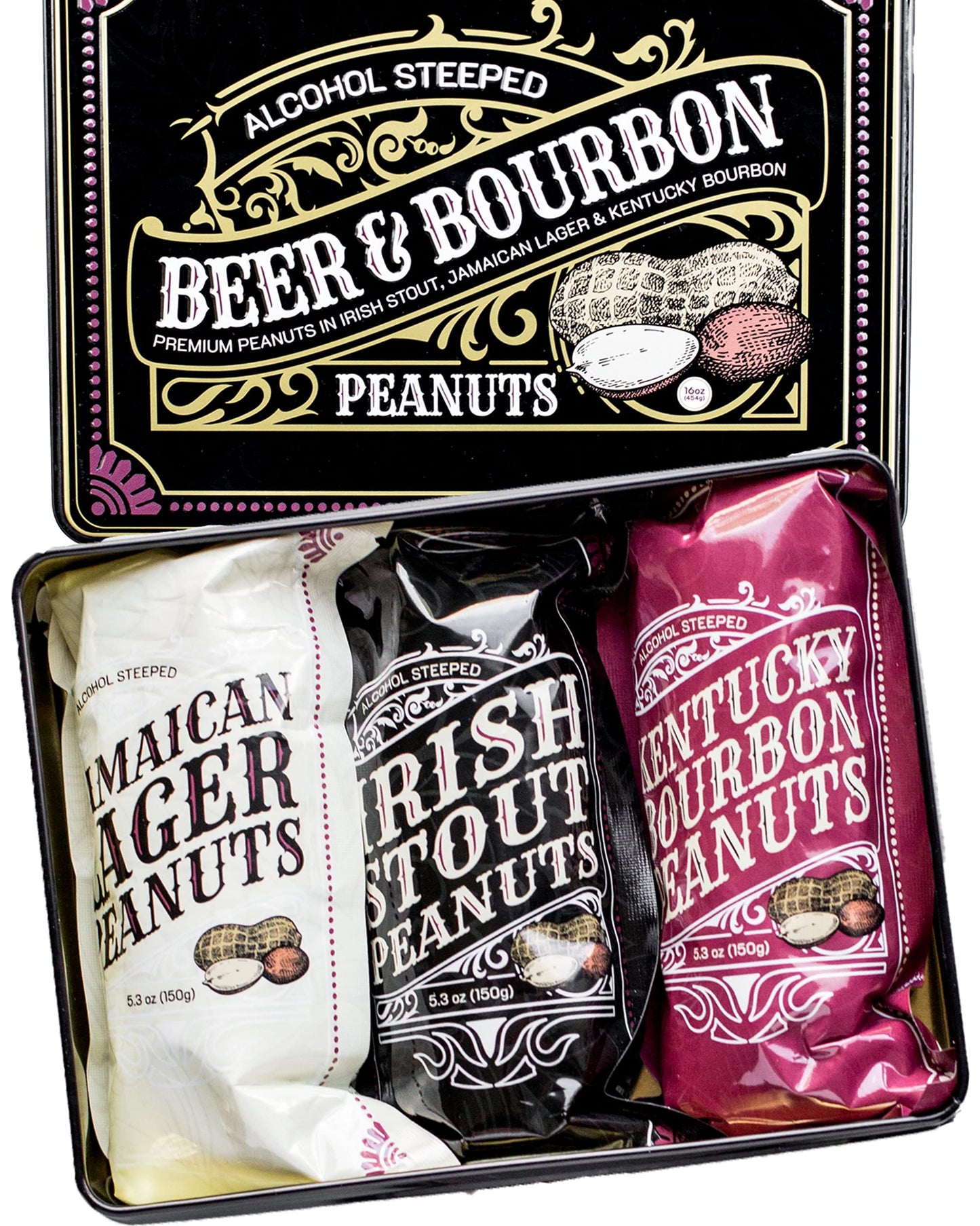 Nuts Gift Basket for Men, Unique Flavored Peanuts Assortment in a Cool Tin Gift Box, Birthday Gift for Men, Great Gift for Men, Healthy Snack