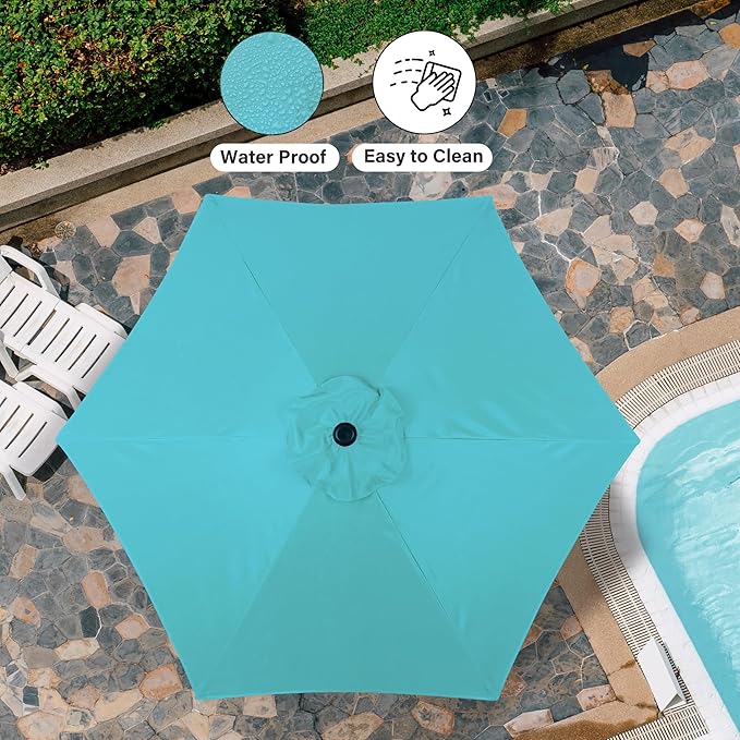 Simple Deluxe 9' Patio Umbrella Outdoor Table Market Yard Umbrella with Push Button Tilt/Crank