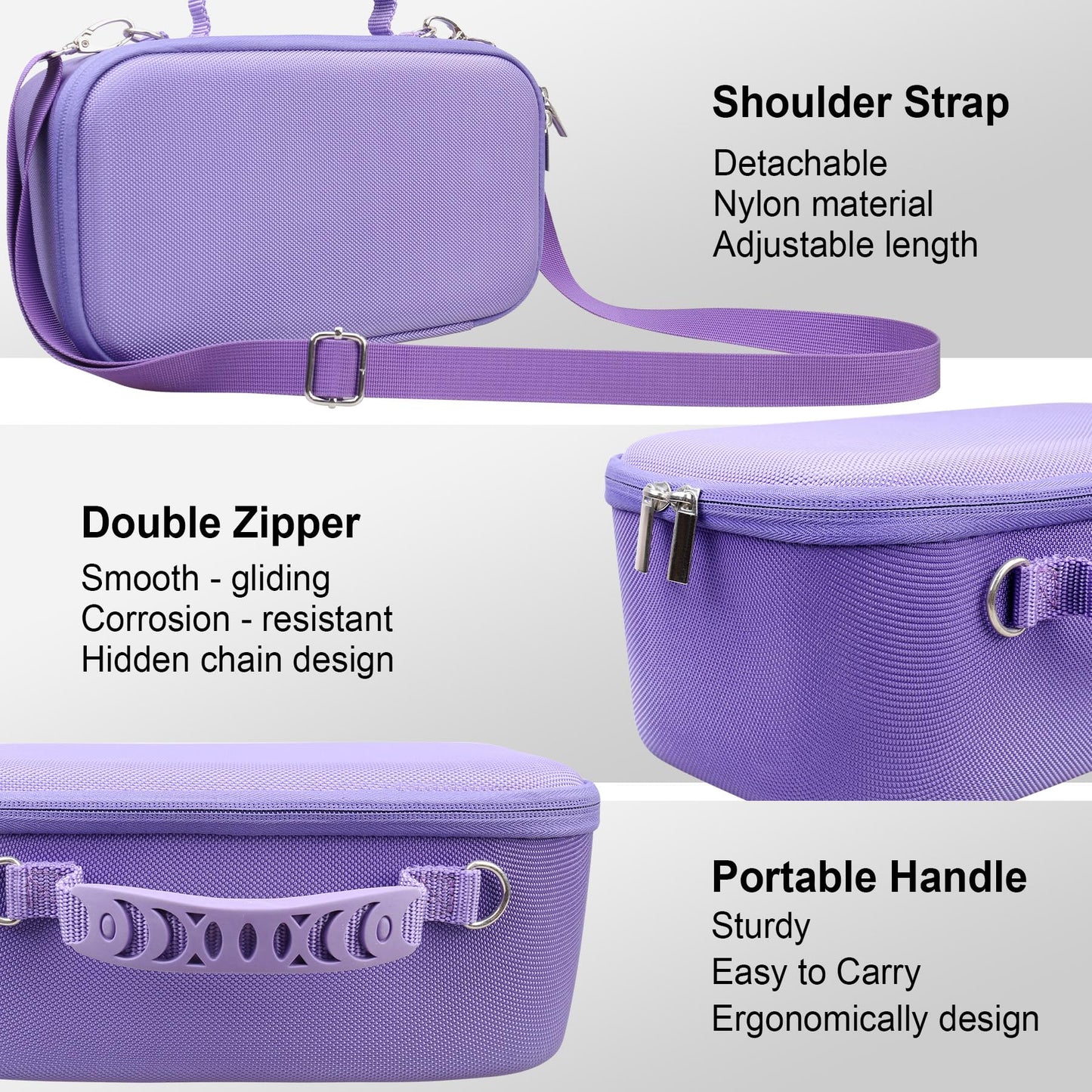 RAIALL Hard Travel Case for Sony ULT Field 3 Wireless Portable Bluetooth Speaker, Sony ULT Field 3 Protective Carrying Storage Bag, Purple+Shoulder Strap