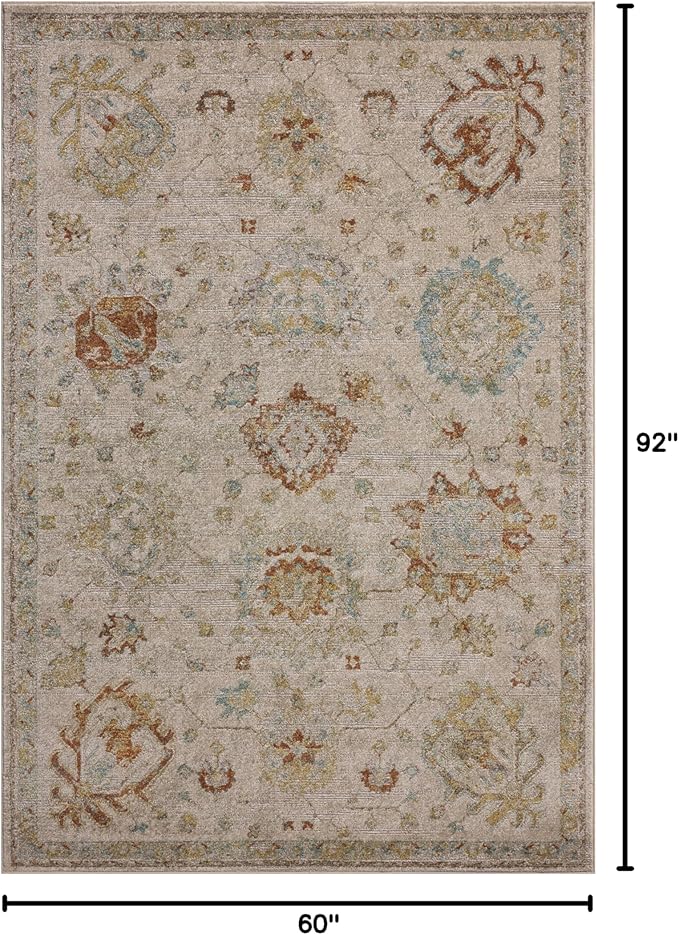 Loloi Magnolia Home by Joanna Gaines Mona Collection MOA-02 Oatmeal/Multi 5' x 7'-8" Area Rug