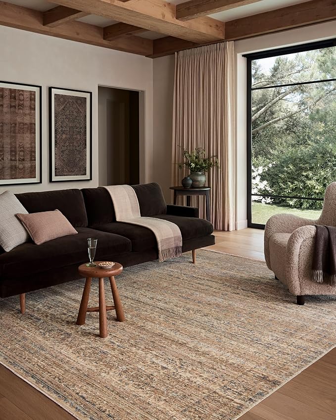 Loloi Amber Lewis Molly Collection MOL-01 Natural/Denim 5'-3" x 7'-9" Low Pile Area Rug