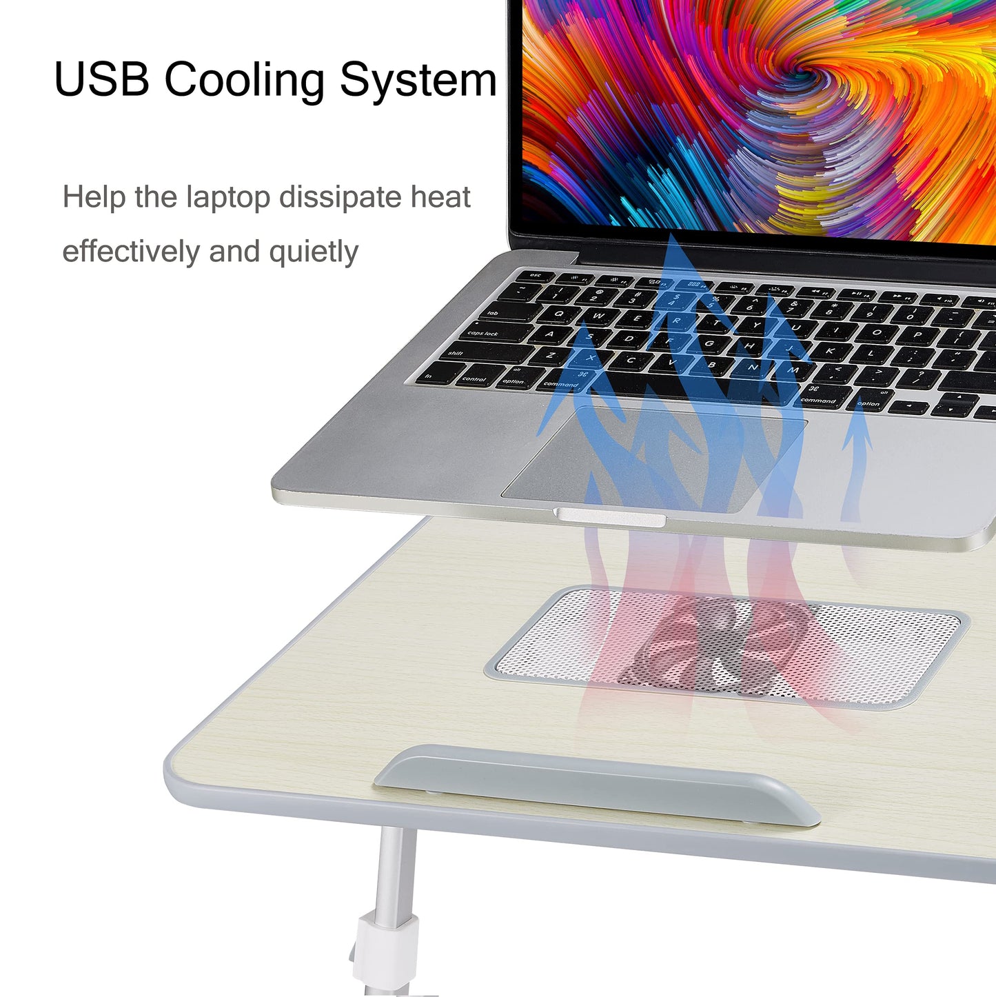 8AMTECH Adjustable Laptop Table with Cooling Fan - Desk for Working, Reading, Writing, Drawing and Eating in Bed, Sofa, Floor, Couch