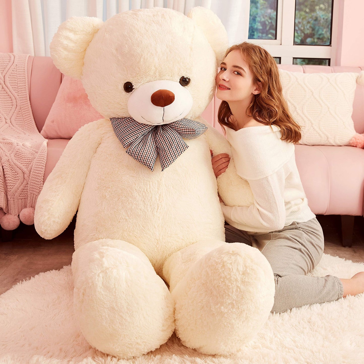 IKASA Giant Teddy Bear Plush Toy Stuffed Animals (White, 59 inches)