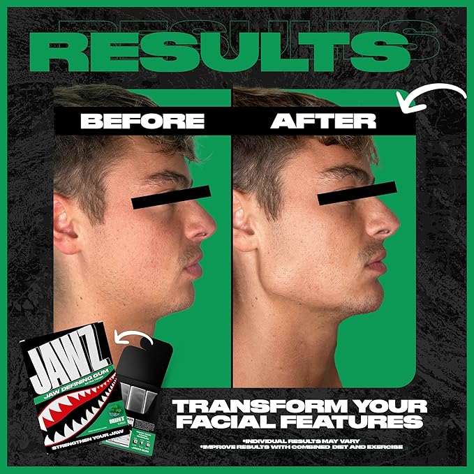 Jawline Chewing Gum (4 Month Supply) Mint - Define Your Jawline, Slim and Tone Your Face - Facial Exerciser for Men and Women - Sugar Free Hard Gum (10 Packs) (120 Pieces)