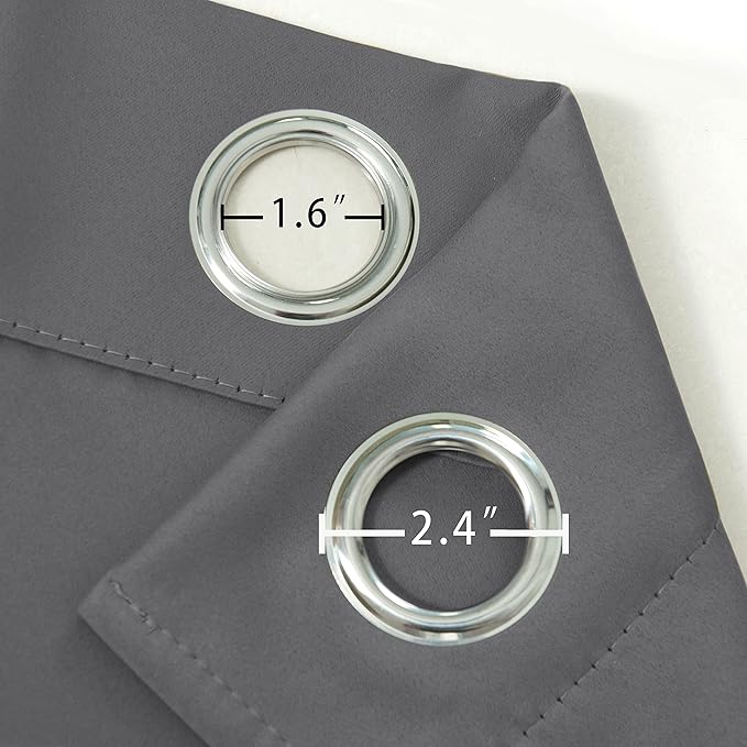LEMOMO Grey Blackout Curtains 34 x 54 Inch Length/Set of 2 Curtain Panels/Thermal Insulated Room Darkening Blackout Curtains for Bedroom