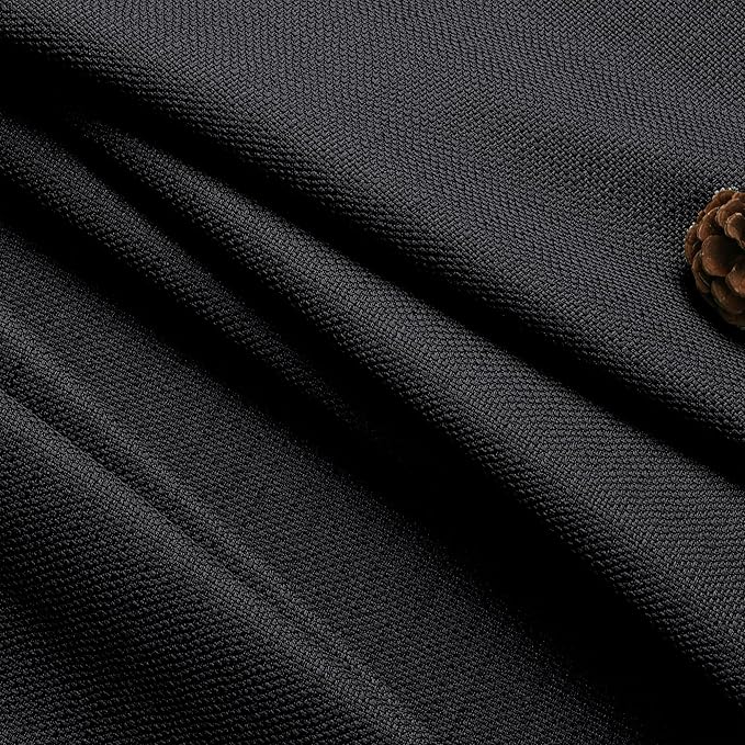 Chyhomenyc Black Valance for Windows, Faux Linen Slub Textured Small Kitchen Window Valance Curtain for Living Room Bathroom Cafe Laundry Basement, 30Wx14L inch, 2 Piece