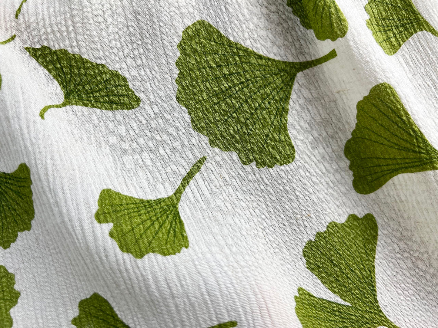 Linen Rayon Blend Fabric by The Linen Lab – Lightweight, Soft, 42"~43" Wide, Pre-Washed Material for Sewing, Clothing, Crafts & DIY (1 Yard pre Cut, Green Ginkgo with Subtle Wrinkle Effect)