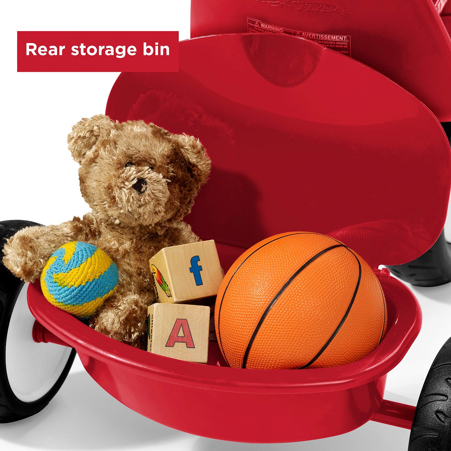 Radio Flyer Deluxe Steer & Stroll Trike, Red, for Kids 2-5, 2-in-1 Parent Steer Tricycle, Removable Push Handle, Adjustable Seat, Steel Frame, Covered Storage Bin, Tricycle for Toddlers and Kids