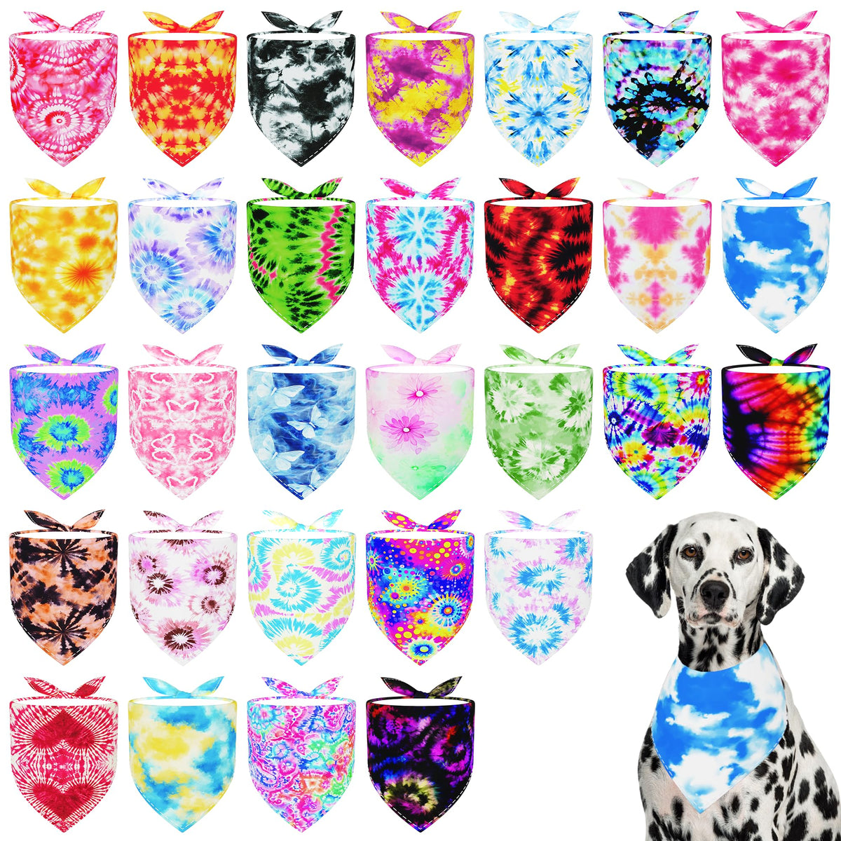 Pai Sence Pride Day Dog Bandanas Bulk for Small Dogs Sewn Edges 18" 30Pcs S