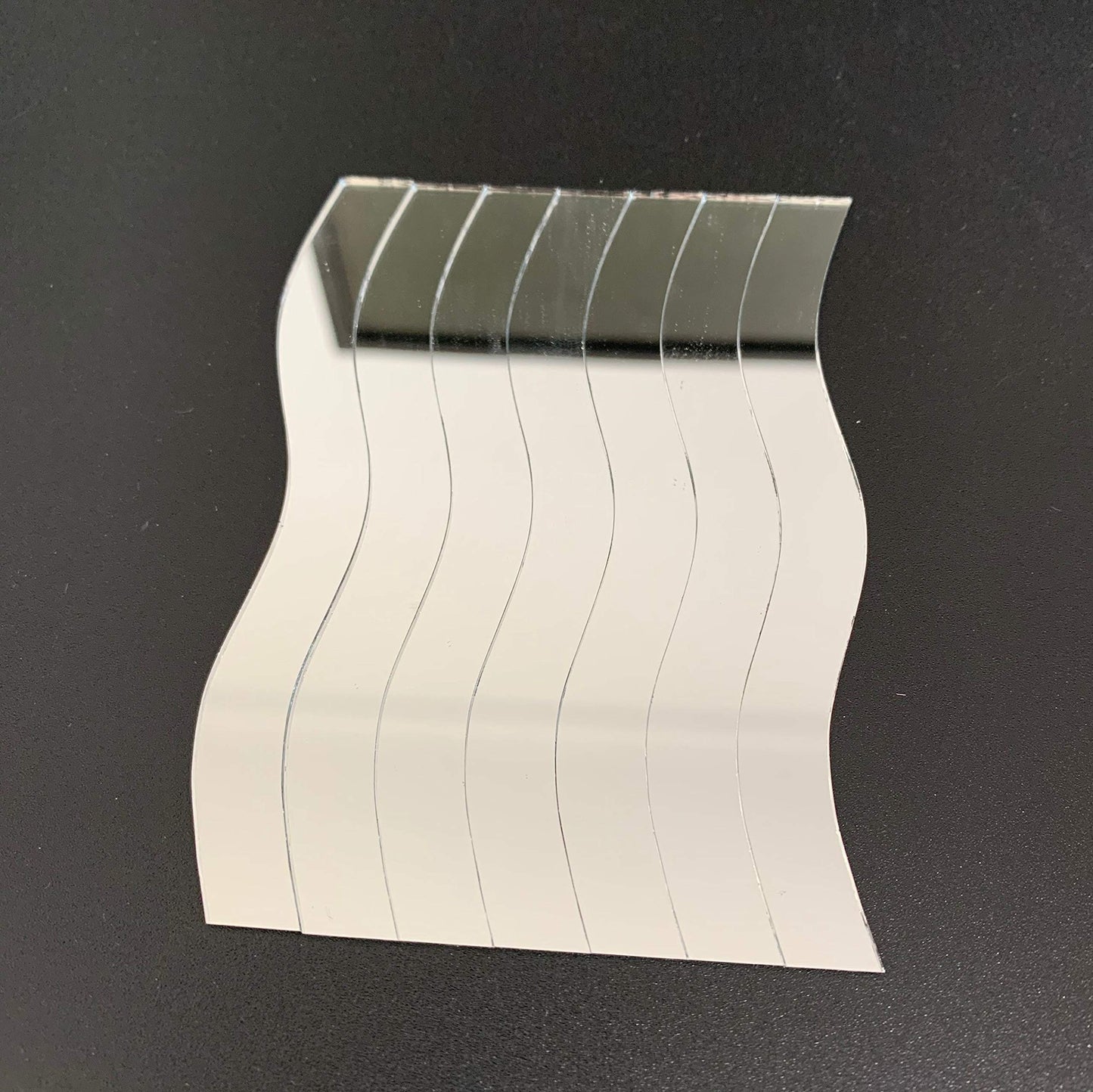 NUO RUI 50 Pcs 3/8’’ x 4’’ Wavy Rectangle Mirror Mosaic Tile for Art Craft Projects