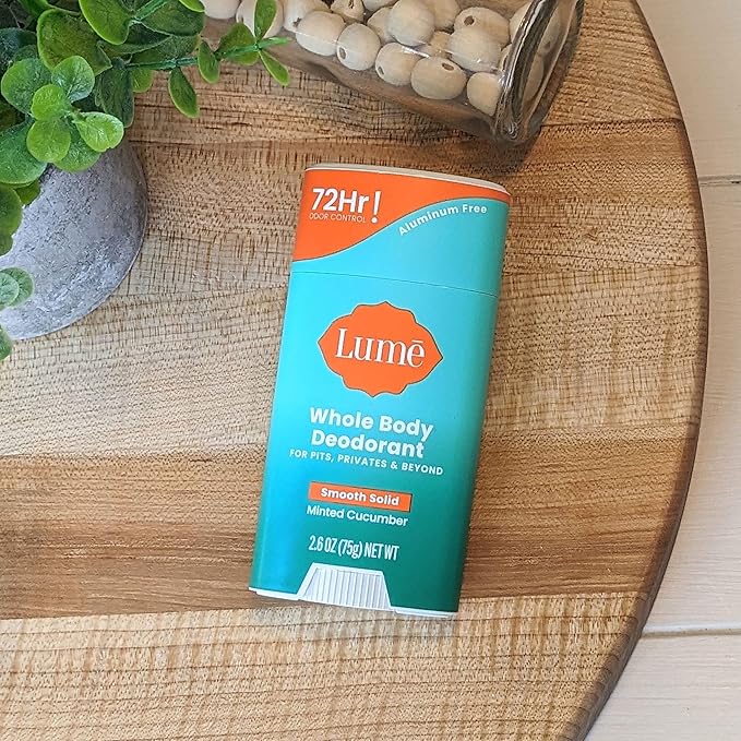 Lume Whole Body Deodorant - Invisible Cream and Solid - 72 Hour Odor Control - Aluminum Free, Baking Soda Free, Skin Safe - 3.0 Ounce Cream and 2.6 Ounce Solid Bundle (Minted Cucumber)
